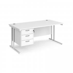 Maestro 25 WL Straight Desk With 3 Drawer Pedestal 1600mm - White cant