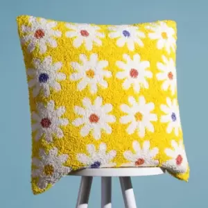 Daisy New Knitted Cushion Mellow Yellow, Mellow Yellow / 45 x 45cm / Polyester Filled