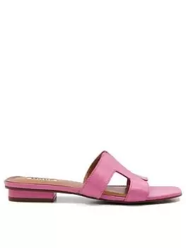 Dune London Loupe Leather Smart Slide, Fuchsia, Size 40, Women