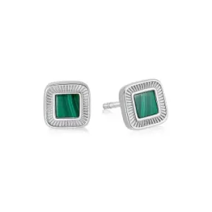 Daisy London 925 Sterling Silver Mini Malachite Palm Stud Earrings Sterling Silver