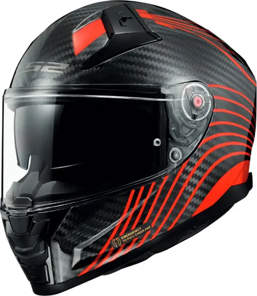 LS2 FF811 Vector II Carbon Flux Glossy Red Full Face Helmet Size S