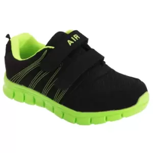 Dek Childrens/Kids Air Sprint Touch Fastening Lightweight Jogger Trainers (1 UK) (Black/Lime)