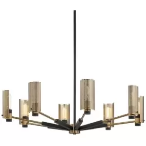 Pilsen 8 Light Chandelier Carb Black W Satin Nick Accents, Steel