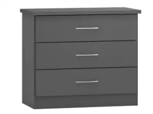 Seconique Nevada Matt Grey 3 Drawer Low Chest of Drawers