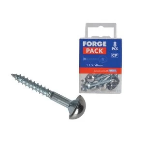 ForgeFix Mirror Screw Chrome Domed Top Slotted ZP 1.1/4in x 8 Forge Pack 8