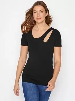 Long Tall Sally Black Cut Out Detail Tee, Black, Size 12, Women