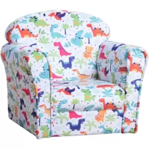 HOMCOM Children's Armchair Kids Sofa Tub Chair Seat Cartoon Flannel Wooden - Multi-colour