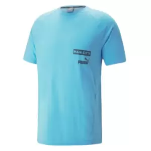 2023-2024 Man City Casuals Tee (Blue Wash) - Kids