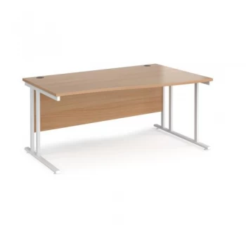 Maestro 25 right hand wave desk 1600mm wide white cantilever leg