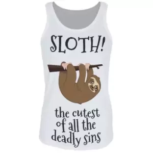 Grindstore Womens/Ladies The Cutest Of All The Deadly Sins Sloth Tank Top (S) (White/Black/Brown)