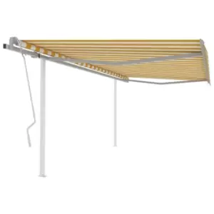 Vidaxl Manual Retractable Awning With Posts 4X3.5 M Yellow And White