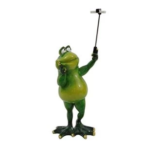 Hand Painted Resin Standing Frog Selfie Figurine