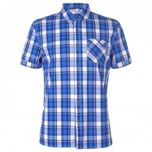 Lee Cooper Short Sleeve Check Shirt Mens - Royal/Navy/Whte