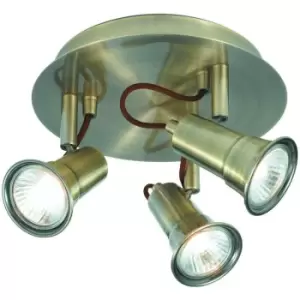Searchlight Eros - 3 Light Adjustable Ceiling Spotlight Antique Brass, GU10