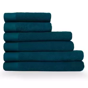 Textured Weave 6 Piece Hand/Bath/Sheet Towel Set Blue