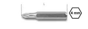 Beta Tools 1256PZ Individual Pozidriv Screwdriver Bit (4mm Hex Shank) PZ00