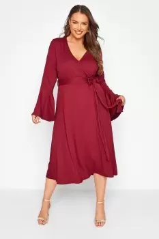 Long Flare Sleeve Wrap Dress