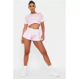 I Saw It First Tie Dye Loose Runner Shorts - Pink