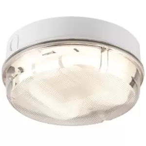 KnightsBridge IP65 16W HF Round Bulkhead with Prismatic Diffuser and White Base