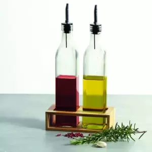 Oil & Vinegar Bottle Set with Stand Brown