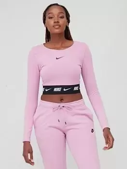 Nike NSW Tape Crop Top - Purple, Purple, Size S, Women