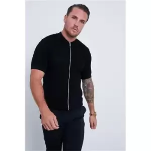 I Saw It First Black Full Zip Knitted Top - Black