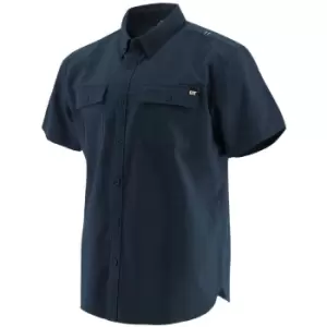 Button Up Short Sleeve Shirt Shirts Navy Small