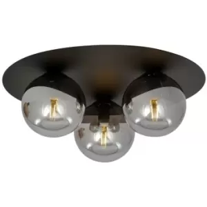 Emibig Solar Black Globe Ceiling Light with Graphite Glass Shades, 3x E14