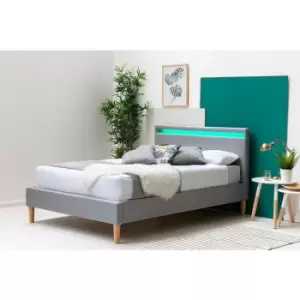 Wentworth LED Headboard Grey Fabric Bed Frame Small Double Bed Frame 4ft - Grey