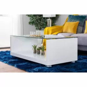 Furniture Box Sandro White High Gloss And Glass Coffee Table