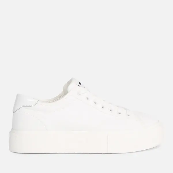 Tommy Jeans Womens Faux Leather Cupsole Trainers - UK 4 Cream Trainers female EN0EN02480 4