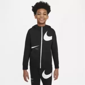 Nike Sportswear Swoosh Big Kids (Boys') Fleece Full-Zip Hoodie - Black