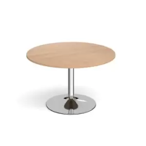 Genoa circular dining table with chrome trumpet base 1200mm - beech