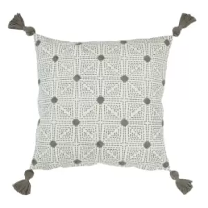 Chia Tufted Cotton Cushion Grey