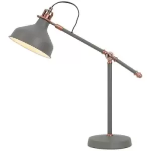 Luminosa Lighting - Adjustable Table Lamp, 1 x E27, Sand Grey, Copper, White