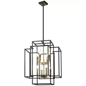 Luminosa Lighting - Luminosa Delaware Ceiling Pendant, 8 Light E14, Black, Gold