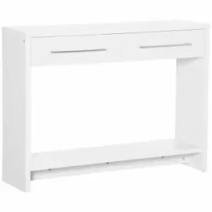 HOMCOM Console Table With Bottom Shelf And Storage Drawers White