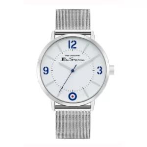 Ben Sherman Silver Stainless Steel Mesh Strap Watch with White Dial