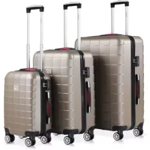 Monzana Exopack Champagne Hard Shell Cream Suitcase 3Pcs Set