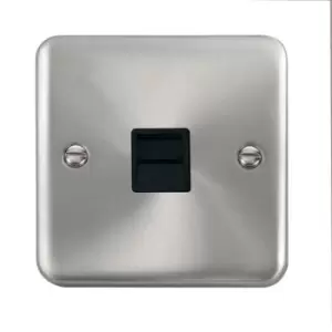 Click Scolmore Deco Plus Satin Chrome 1 Gang Telephone Outlet With Black - DPSC125BK