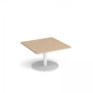 Monza square coffee table with flat round white base 800mm - kendal