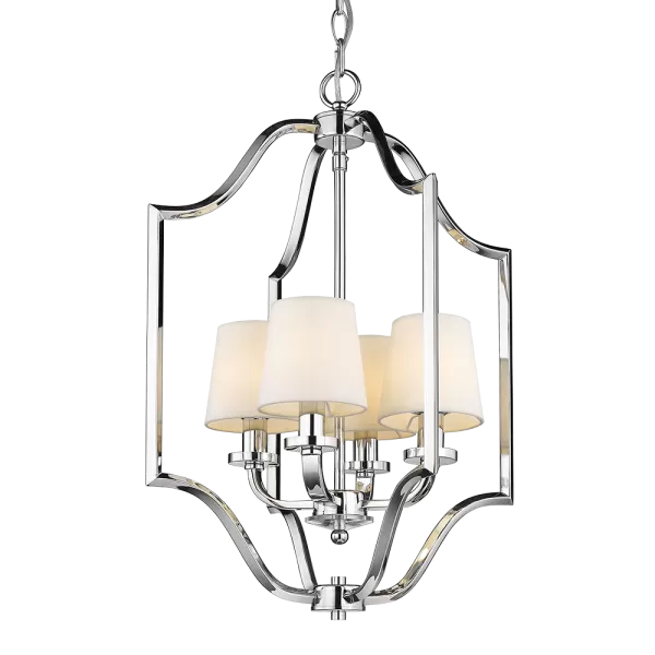 New York 4 Light Wire Frame Pendant Ceiling Light Silver, E14