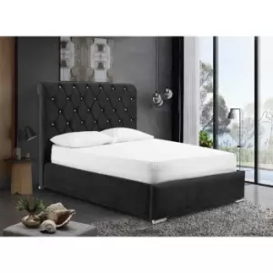 Meripa Bed King Plush Velvet Black