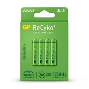 GP ReCyko+ Pack of 4 AAA 850mAh Rechargeable Batteries