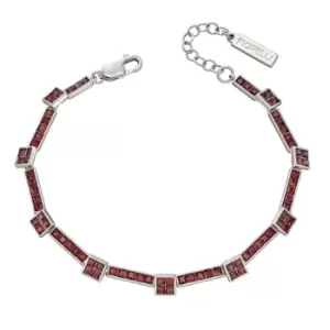 Sterling Silver Burgundy Princess Crystal Tennis Bracelet