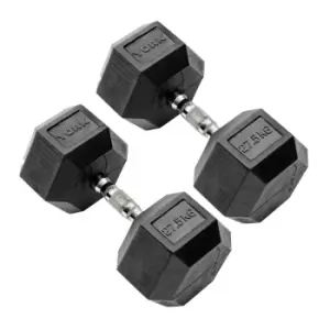 York 27.5kg Commercial Rubber Hex Dumbbells