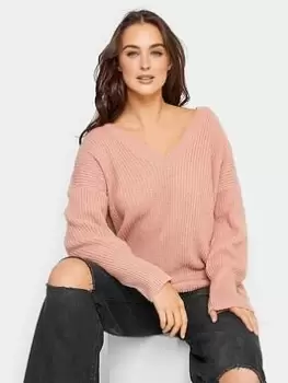 Long Tall Sally Blush V Neck Jumper, Pink, Size 26-28, Women