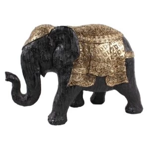 Brushed Black and Gold Medium Thai Elephant Figurine