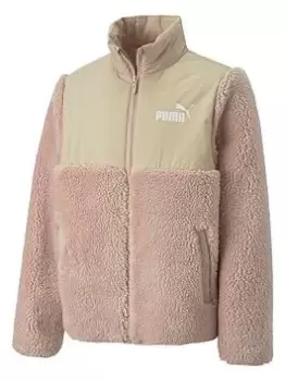 Puma Puma Unisex Sherpa Jacket - Beige, Beige, Size 7-8 Years, Women