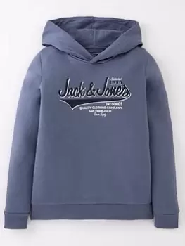 Jack & Jones Junior Boys Two Colour Logo Sweat Hoodie - Blue, Flintstone, Size 8 Years